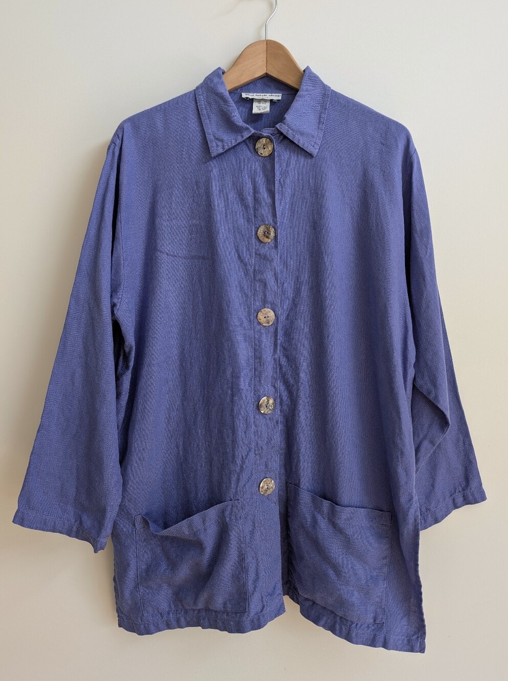 The Irish Shop 100% Linen Periwinkle Purple Blue Shirt Jacket Oversized Small